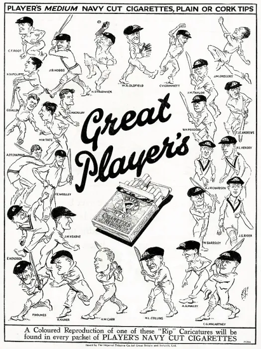 Framed Print : Advert, Great Player's cigarettes, with cricketers Framed Print : Advert, Great Player's cigarettes, with cricketers