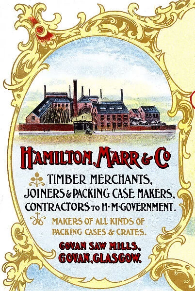 Advert, Hamilton, Marr & Co, Timber Merchants, Glasgow