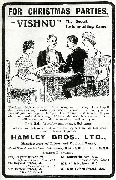 Advert for Hamley Bros fortune-telling game 1905