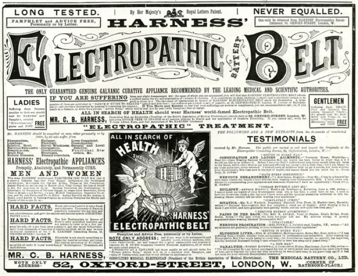 Framed Print : Advert for Harness Electropathic corset belts 1888 Framed Print : Advert for Harness Electropathic corset belts 1888