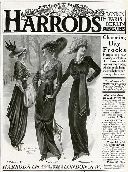 Advert for Harrods frocks 1913