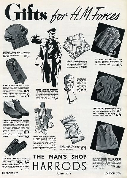 Advert for Harrods gifts for the H. M forces 1939