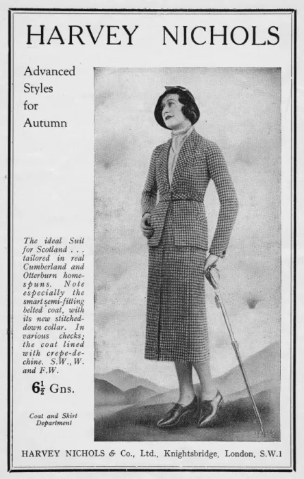 Framed Print : Advert for Harvey Nichols advanced styles for Autumn, 1932 Framed Print : Advert for Harvey Nichols advanced styles for Autumn, 1932