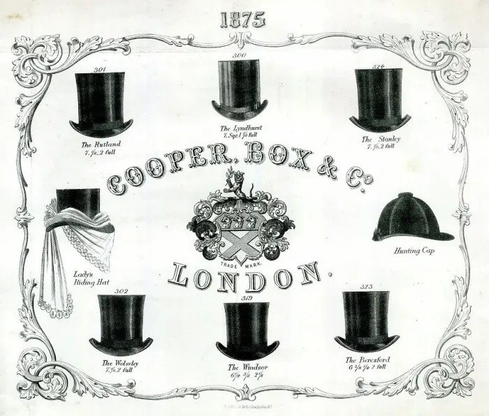 Framed Print : Advert, Hats by Cooper, Box & Co, London Framed Print : Advert, Hats by Cooper, Box & Co, London