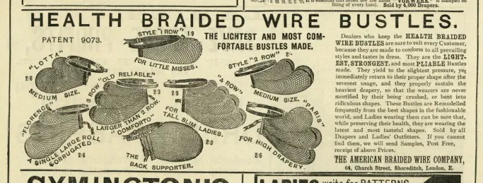 Framed Print : Advert, Health Braided Wire Bustles Framed Print : Advert, Health Braided Wire Bustles