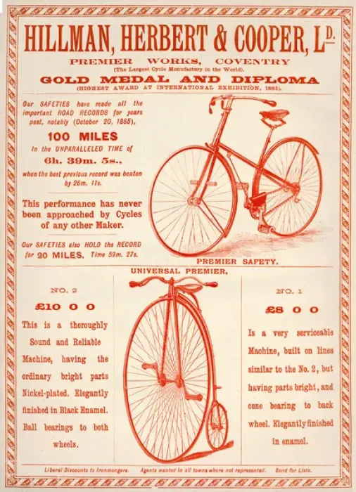 Framed Print : Advert for Hillman, Herbert & Cooper Ld 1888 Framed Print : Advert for Hillman, Herbert & Cooper Ld 1888