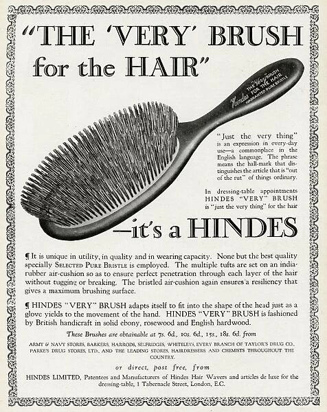 Advert for Hindes hair brushes 1923