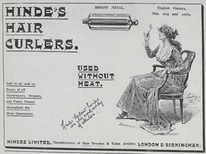Framed Print : Advertisement for Hinde's Hair Curlers, London, Birmingham Framed Print : Advertisement for Hinde's Hair Curlers, London, Birmingham