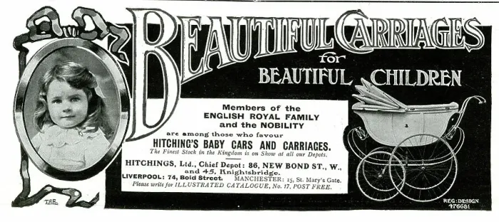 Framed Print : Advert, Hitching's baby carriages and prams Framed Print : Advert, Hitching's baby carriages and prams