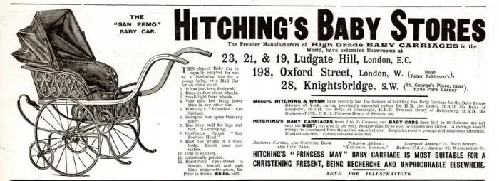 Framed Print : Advert, Hitchings Baby Stores, Ludgate Hill, London Framed Print : Advert, Hitchings Baby Stores, Ludgate Hill, London