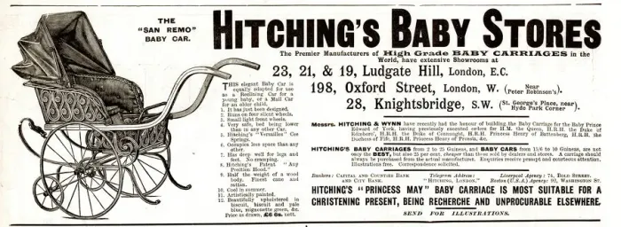 Framed Print : Advert, Hitchings Baby Stores, Ludgate Hill, London Framed Print : Advert, Hitchings Baby Stores, Ludgate Hill, London