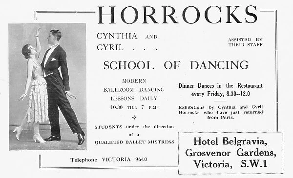 Advert for the Horrocks School of Dancing, London, 1922