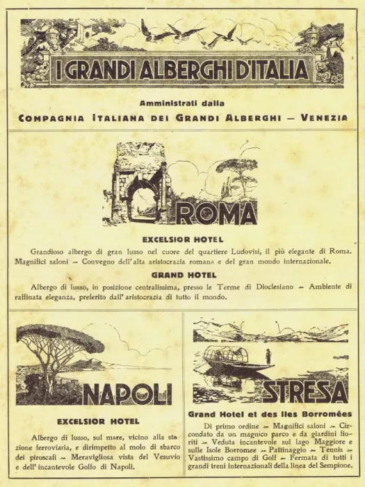 Framed Print : Advertisement for hotels in Rome, Naples and Stresa, 1924 Framed Print : Advertisement for hotels in Rome, Naples and Stresa, 1924