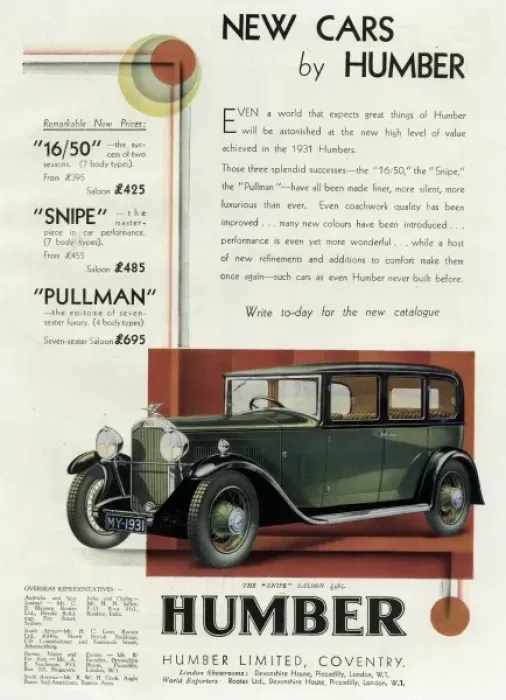 Framed Print : An advertisement for Humber cars Framed Print : An advertisement for Humber cars