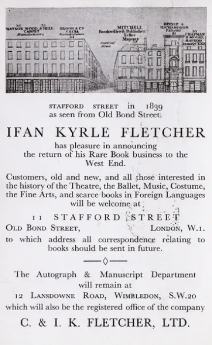 Framed Print : Advertisement, Ifan Kyrle Fletcher rare book seller, London Framed Print : Advertisement, Ifan Kyrle Fletcher rare book seller, London