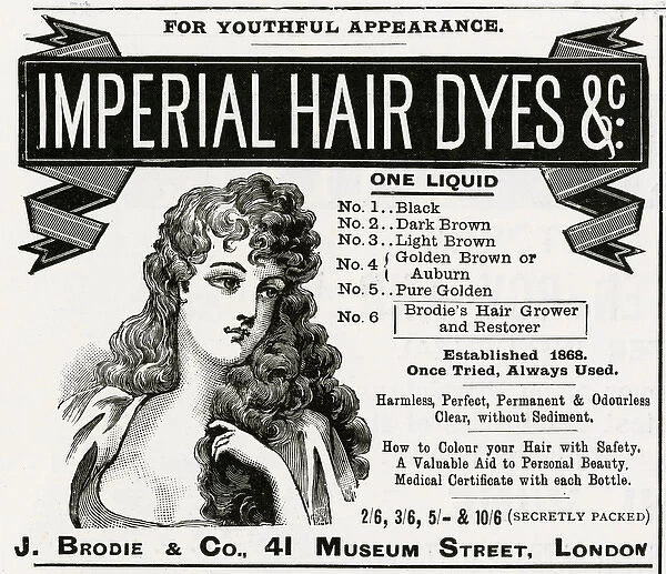 Advert for Imperial hair dyes 1896