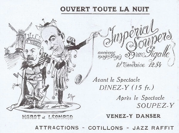 Advert for Imperial Soupers, 59 Rue Pigalle, Montmartre Date: 1920s
