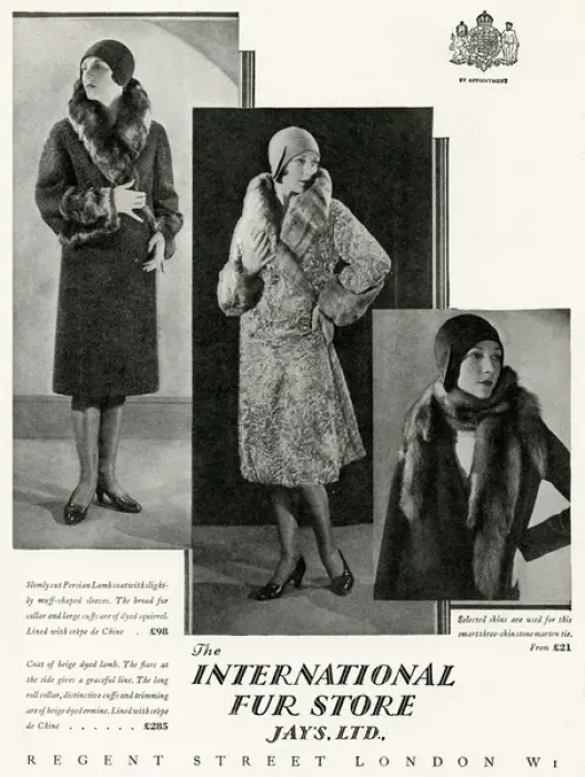 Framed Print : Advert for International Fur Store 1929 Framed Print : Advert for International Fur Store 1929