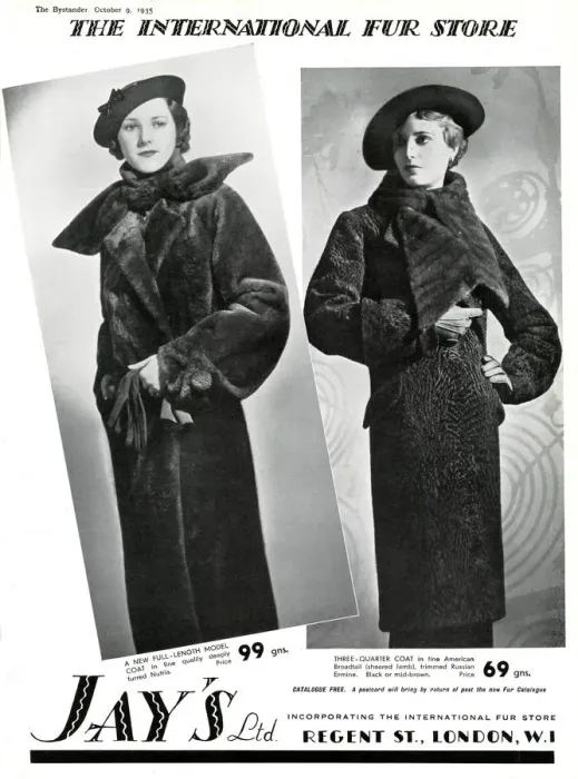 Framed Print : Advert for International Fur Store 1935 Framed Print : Advert for International Fur Store 1935