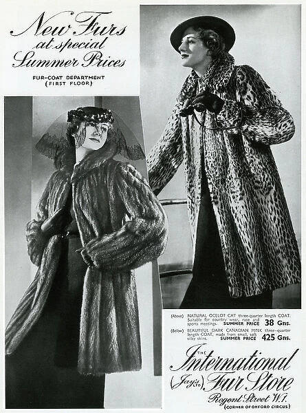 Advert for International Fur Store 1937