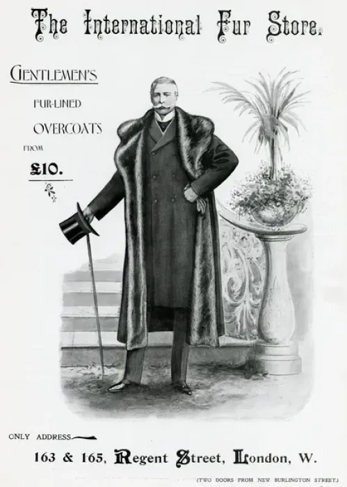 Framed Print : Advert for International Fur Store mens coats 1898 Framed Print : Advert for International Fur Store mens coats 1898