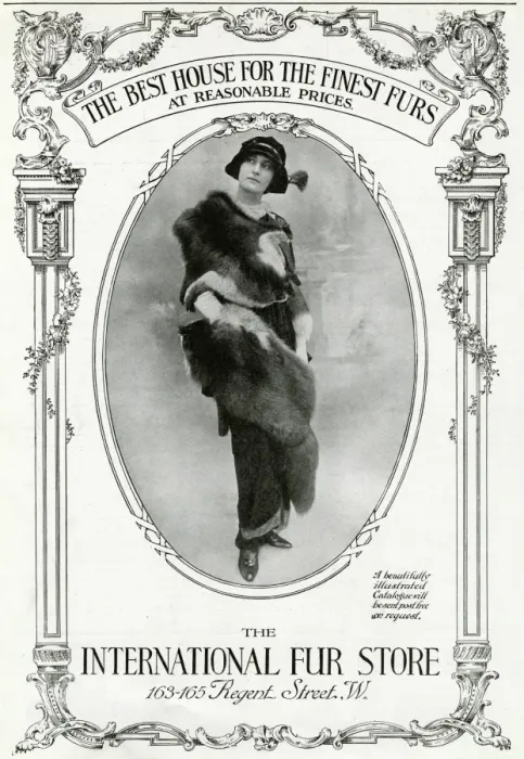 Framed Print : Advert for International Fur Store, stole & muff 1913 Framed Print : Advert for International Fur Store, stole & muff 1913
