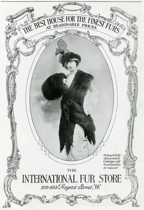 Framed Print : Advert for International Fur Store, stole & muff 1913 Framed Print : Advert for International Fur Store, stole & muff 1913