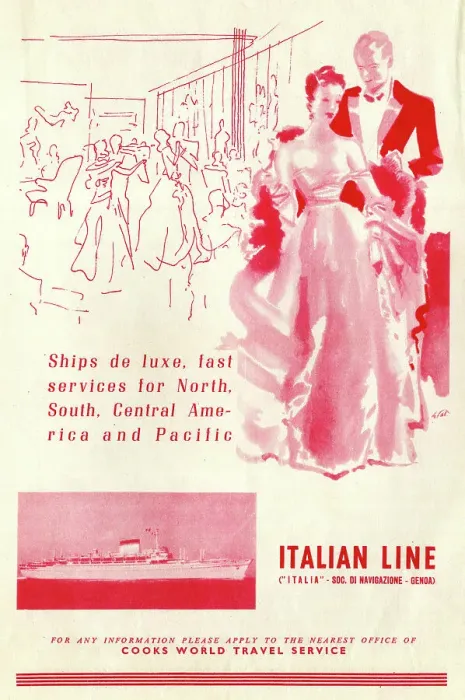 Framed Print : Advert, Italian Line cruises, Genoa, Italy Framed Print : Advert, Italian Line cruises, Genoa, Italy