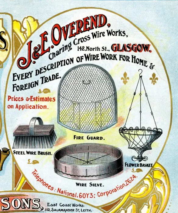Framed Print : Advert, J & E Overend, Wire Works, Glasgow, Scotland Framed Print : Advert, J & E Overend, Wire Works, Glasgow, Scotland