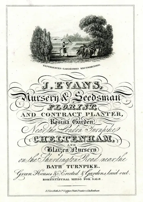 Framed Print : Advert, J Evans, Nursery & Seedsman Framed Print : Advert, J Evans, Nursery & Seedsman