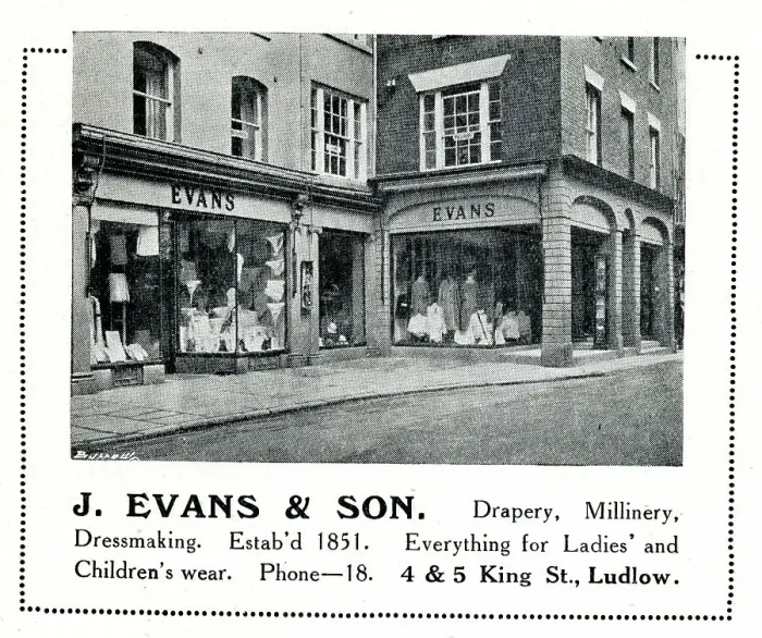 Framed Print : Advert for J Evans & Son, Clothes Shop, Ludlow Framed Print : Advert for J Evans & Son, Clothes Shop, Ludlow
