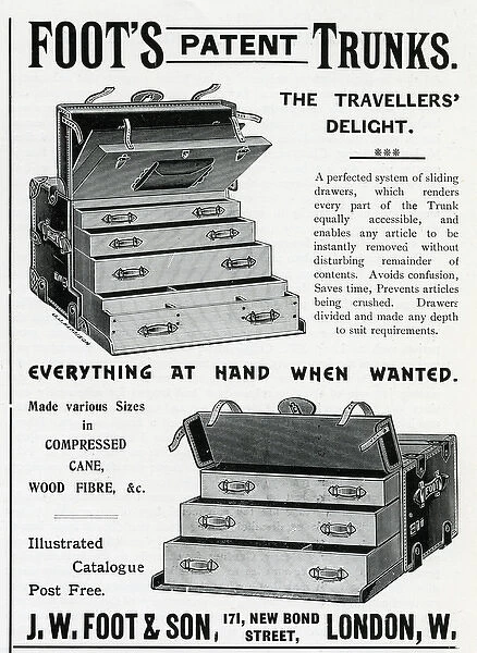 Advert for J. W Foots - Son patent trunks 1898