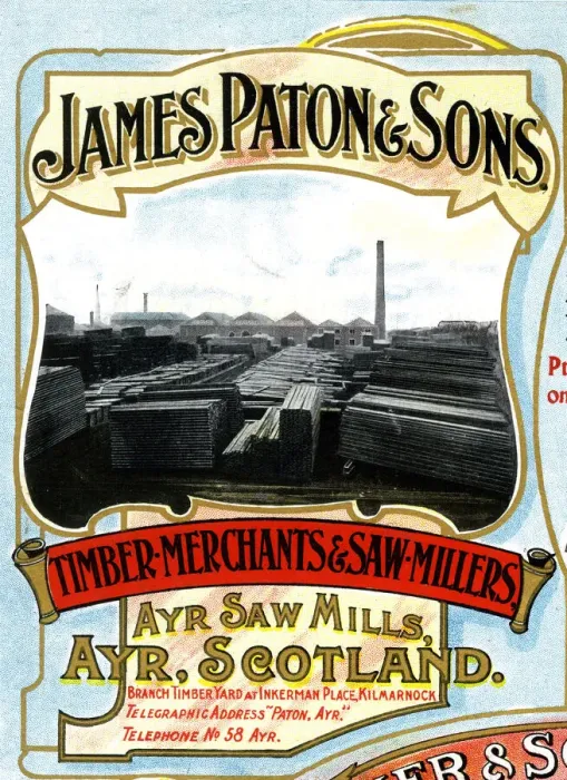 Framed Print : Advert, James Paton & Sons, Ayr Saw Mills, Scotland Framed Print : Advert, James Paton & Sons, Ayr Saw Mills, Scotland