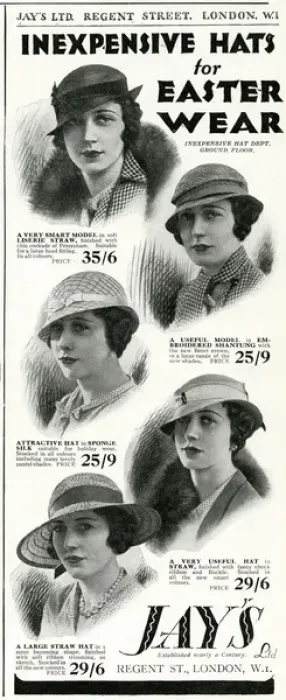 Framed Print : Advert for Jays hats for Easter 1933 Framed Print : Advert for Jays hats for Easter 1933