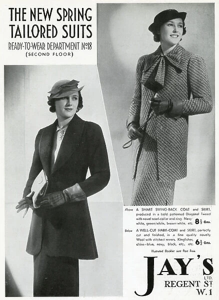 Advert for Jays spring tailored suits 1937