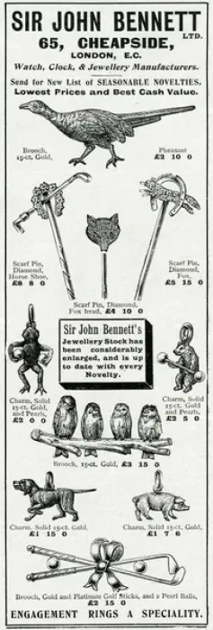 Framed Print : Advert for John Bennett jewellers, novelty jewellery 1905 Framed Print : Advert for John Bennett jewellers, novelty jewellery 1905