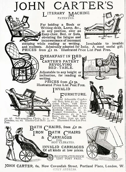 Advert for John Carters invalid chairs 1884