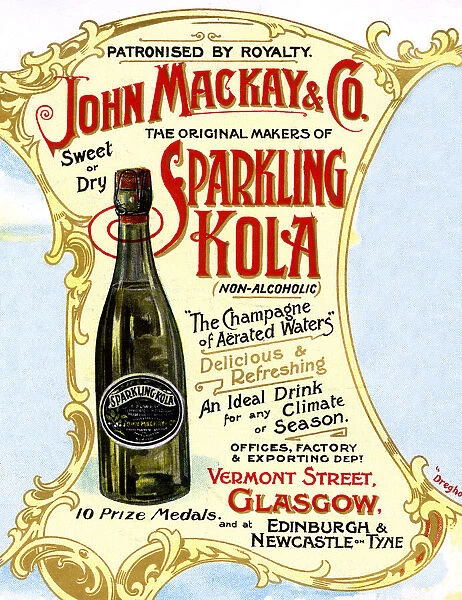 Advert, John Mackay & Co, Sparkling Kola, Glasgow