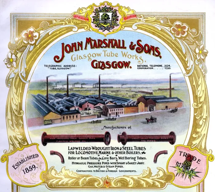 Framed Print : Advert, John Marshall & Sons, Glasgow Tube Works Framed Print : Advert, John Marshall & Sons, Glasgow Tube Works
