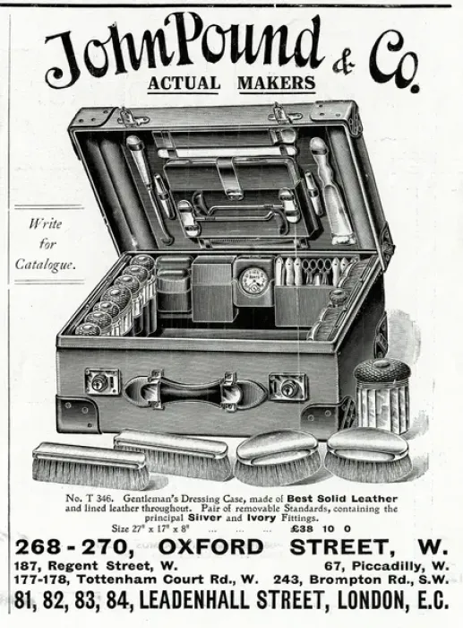 Framed Print : Advert for John Pound & Co dressing case 1914 Framed Print : Advert for John Pound & Co dressing case 1914