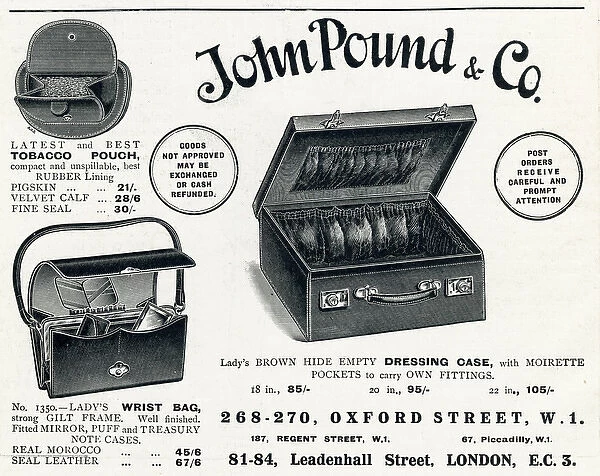 Advert for John Pound & Co dressing case 1920