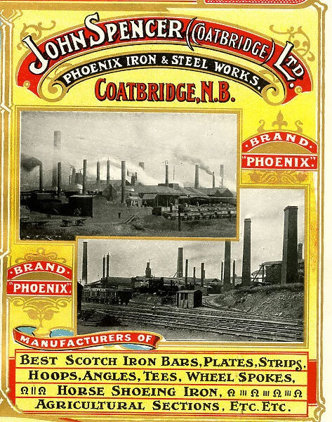 Advert, John Spencer Ltd, Phoenix Iron Works, Coatbridge