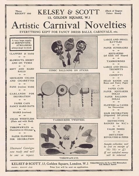 Advert for Kelsey and Scott, Artistic Carnival Novelties, 19