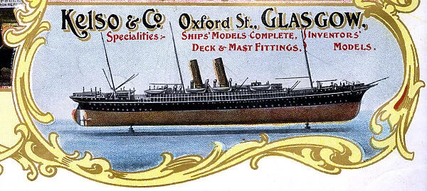 Advert, Kelso & Co, Ships Models, Glasgow, Scotland