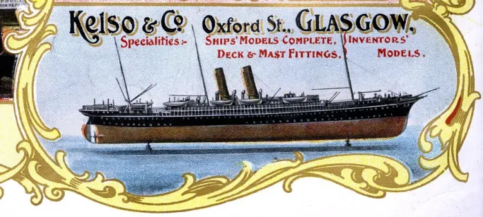 Framed Print : Advert, Kelso & Co, Ships Models, Glasgow, Scotland