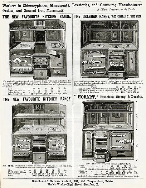 Advert for kitchen range cookers 1888