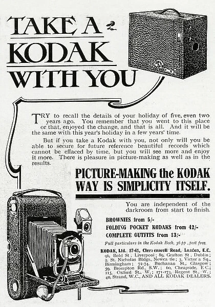 Folding Pocket Kodak Camera Vintage advertising Reproduction poster Wall art. 