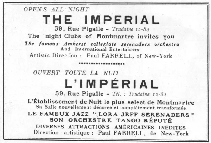 Framed Print : Advert for L Imperial nightclub, 59 Rue Pigalle, Montmartre Date: 1920s Framed Print : Advert for L Imperial nightclub, 59 Rue Pigalle, Montmartre Date: 1920s