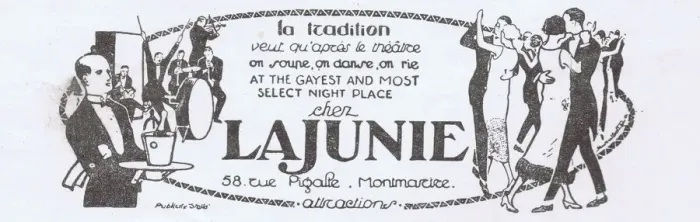 Framed Print : Advert for La Junie, 58 Rue Pigalle, Montmartre Date: 1920s