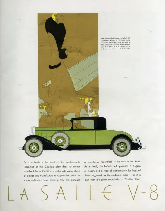 Framed Print : Advert, La Salle V-8 two-door Coupe car Framed Print : Advert, La Salle V-8 two-door Coupe car